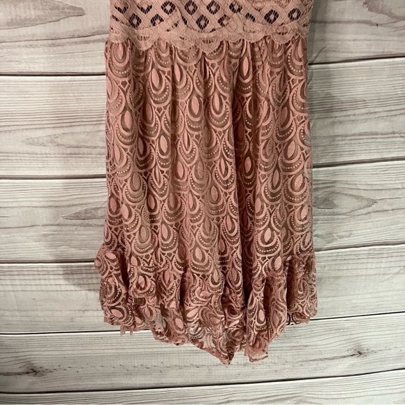 FREE People Adella Crochet Lace Slip Velvet Burnout Dress in Pink - Picture 7 of 12